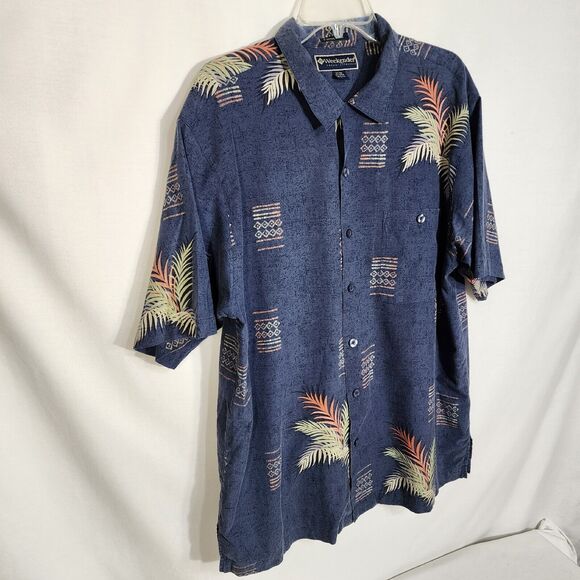 Weekender Casual Lifestyle Mens Shirt Large Finest Silk Hawaiian Button Pocket - Picture 4 of 11